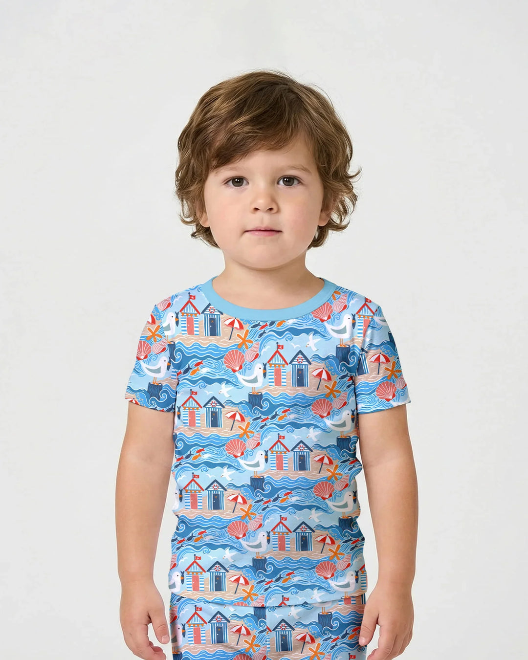 Little Beach Day Bamboo Two Piece Short Sleeve Shorts Pajama Set