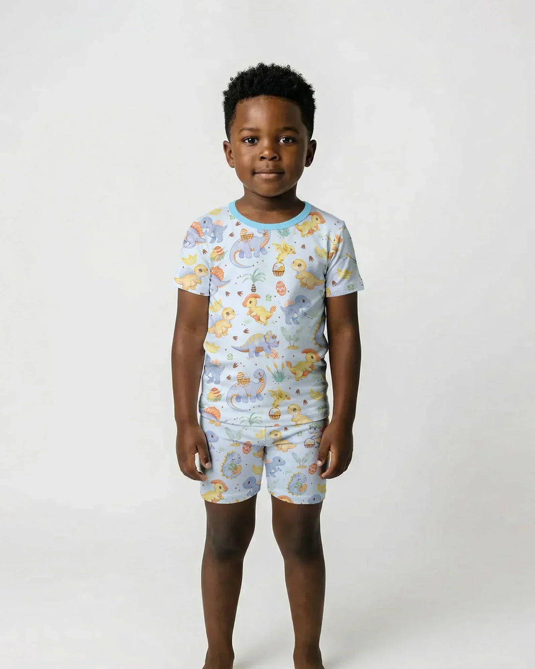 Dino Easter Bamboo Two Piece Short Sleeve Shorts Pajama Set