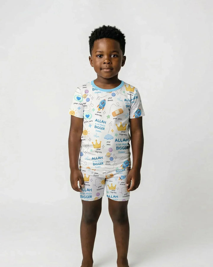 "Allah Is So Much Bigger Than..." Family Matching Bamboo Two Piece Short Sleeve Shorts Pajama Set