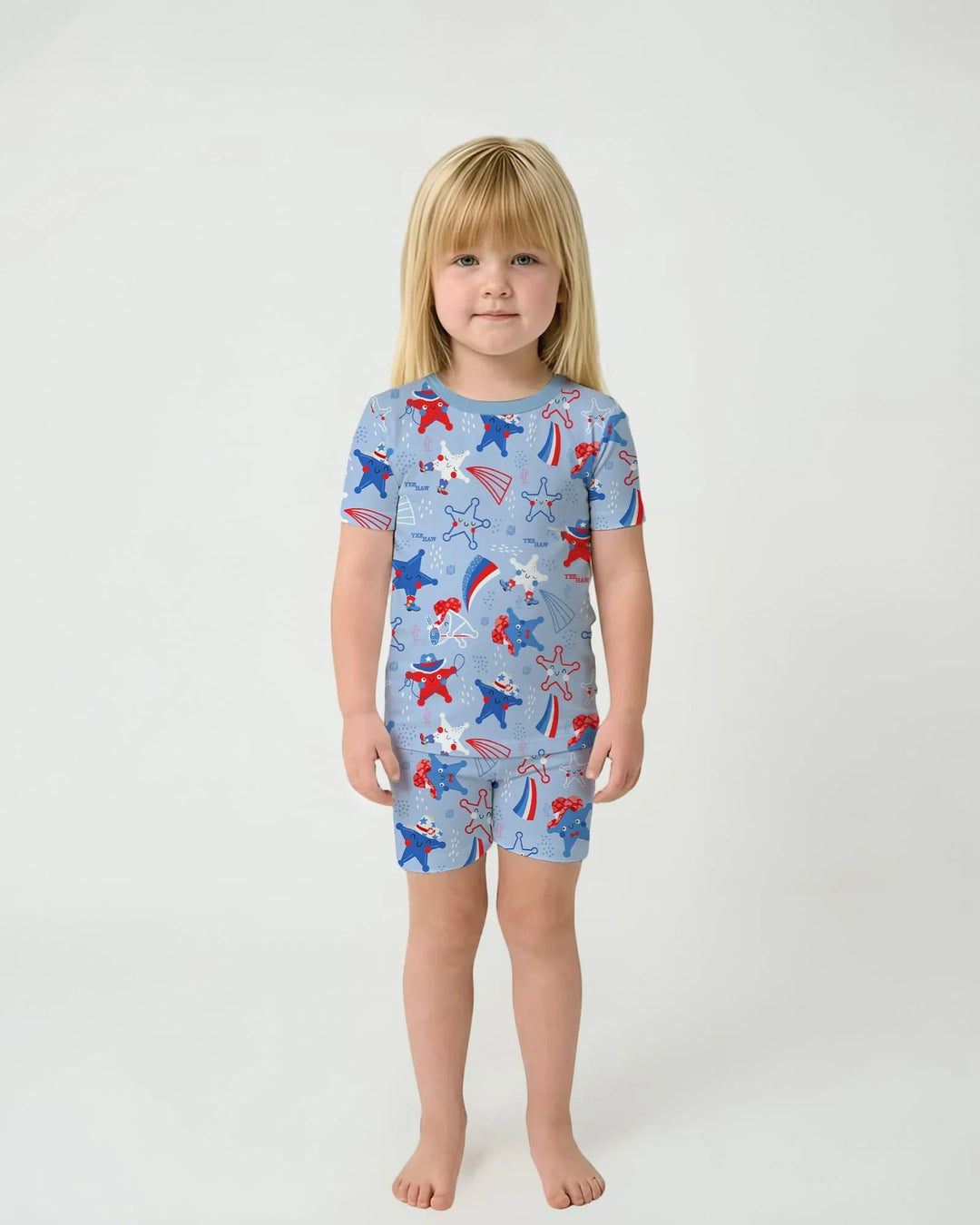 Howdy America Star Bamboo Two Piece Short Sleeve Shorts Pajama Set