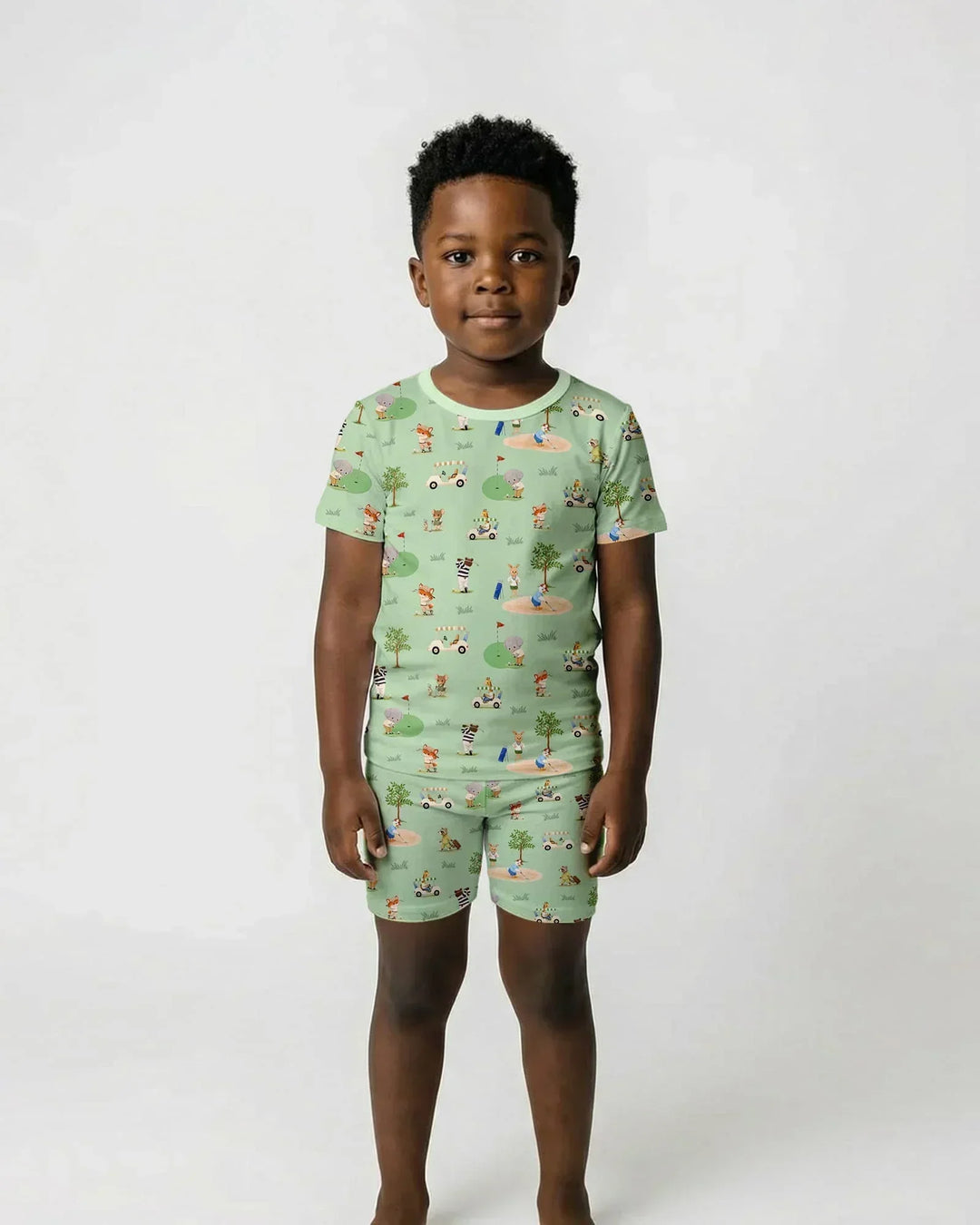 Let's Golf Bamboo Two Piece Short Sleeve Shorts Pajama Set