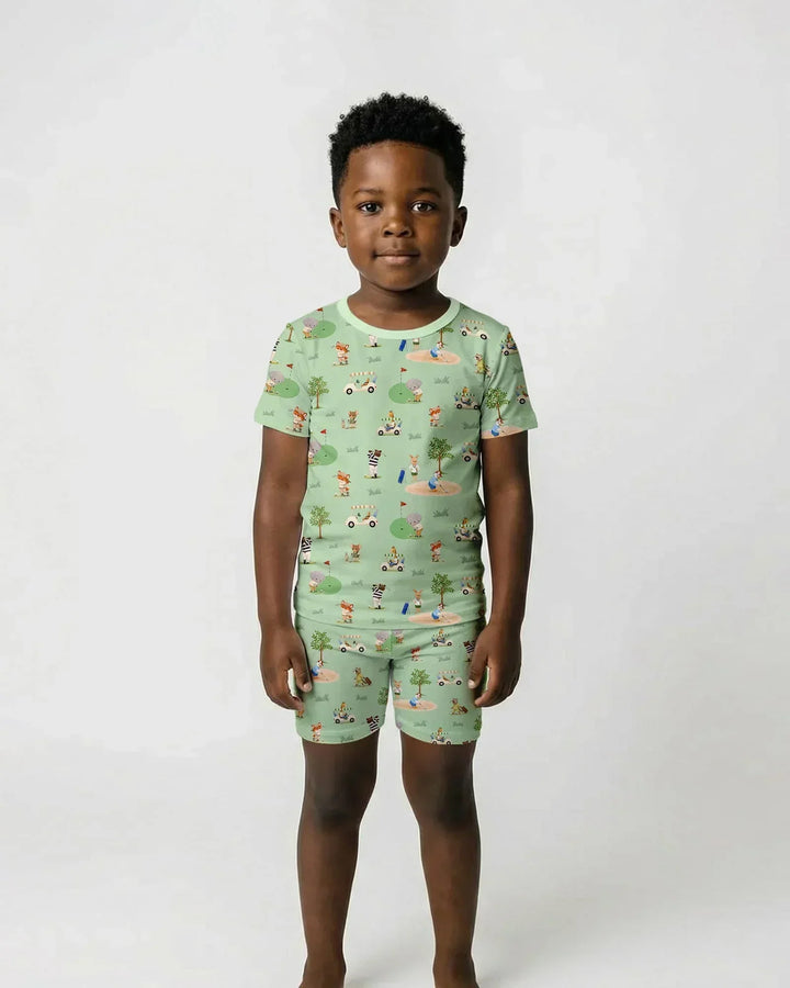 Let's Golf Bamboo Two Piece Short Sleeve Shorts Pajama Set