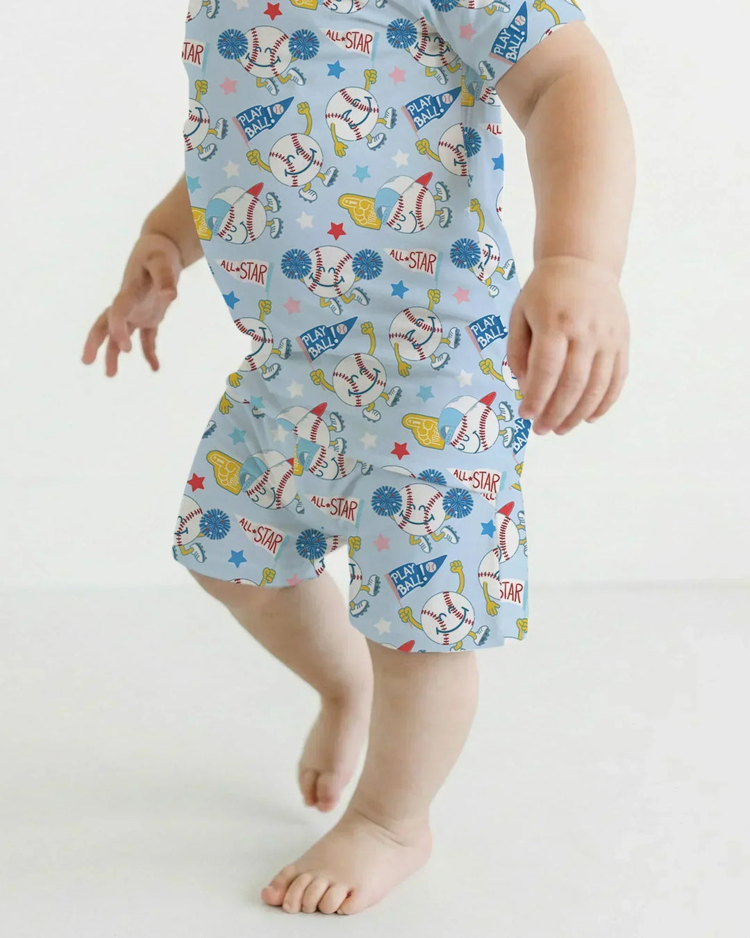 Baseball Crew Bamboo Two Piece Short Sleeve Shorts Pajama Set