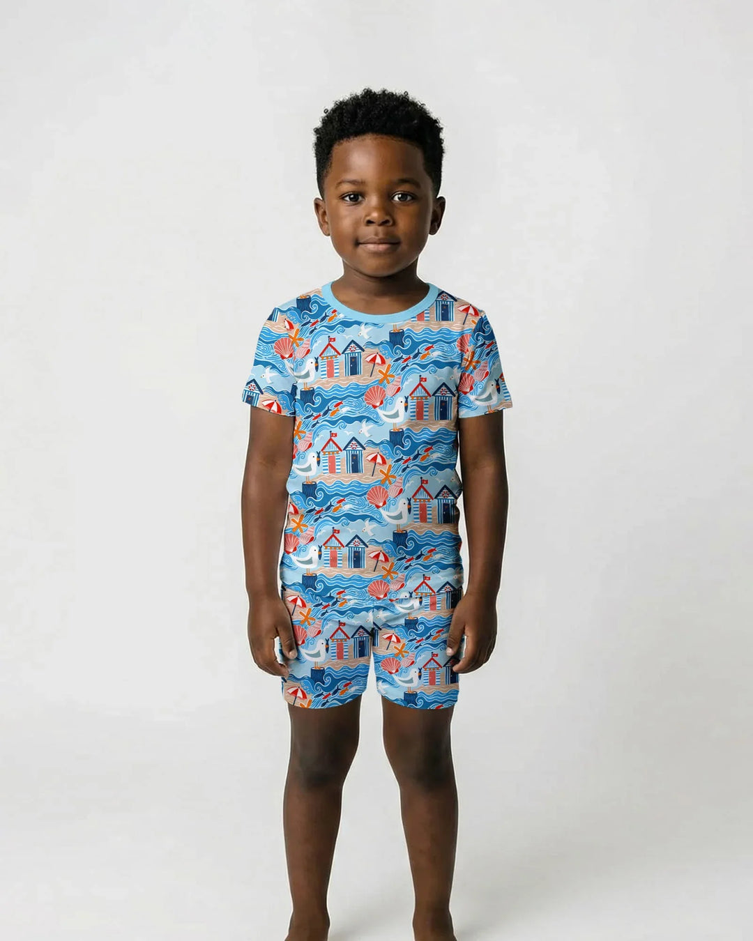 Little Beach Day Bamboo Two Piece Short Sleeve Shorts Pajama Set