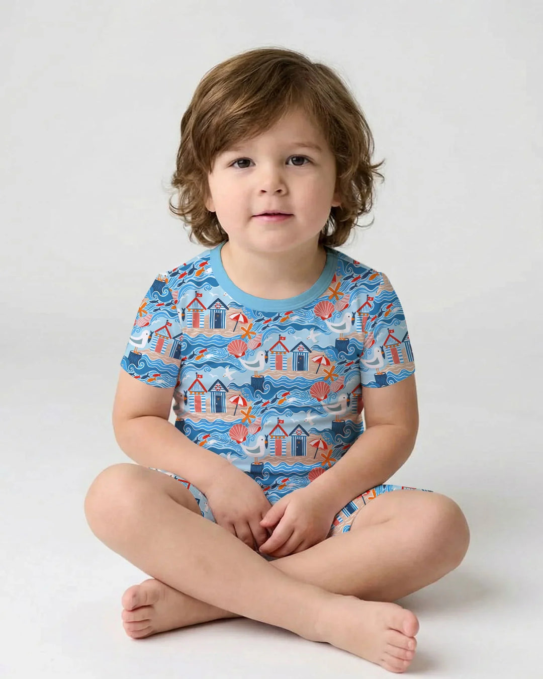 Little Beach Day Bamboo Two Piece Short Sleeve Shorts Pajama Set