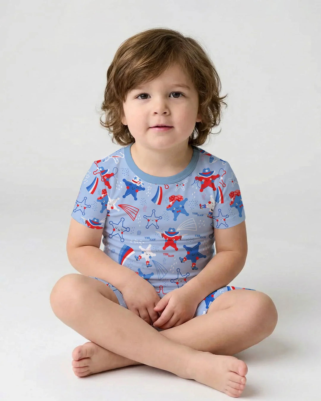 Howdy America Star Bamboo Two Piece Short Sleeve Shorts Pajama Set