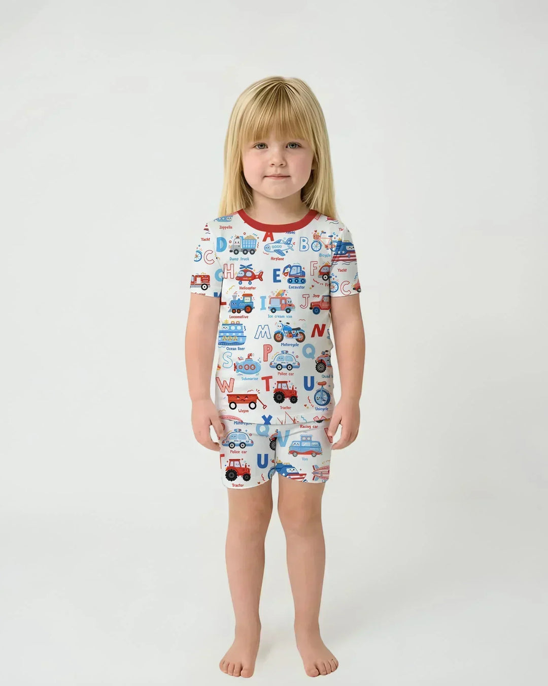 Patriotic Construction Bamboo Two Piece Short Sleeve Shorts Pajama Set