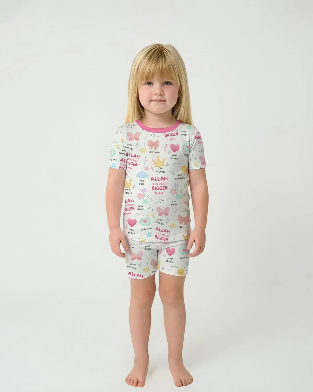 "Allah Is So Much Bigger Than..." Family Matching Bamboo Two Piece Short Sleeve Shorts Pajama Set