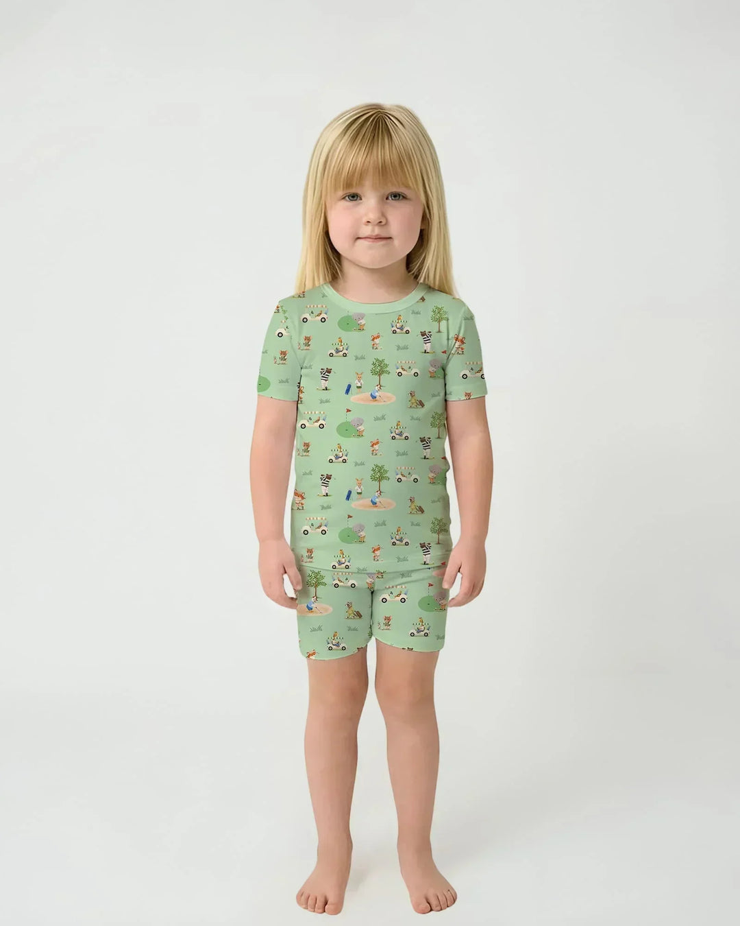 Let's Golf Bamboo Two Piece Short Sleeve Shorts Pajama Set