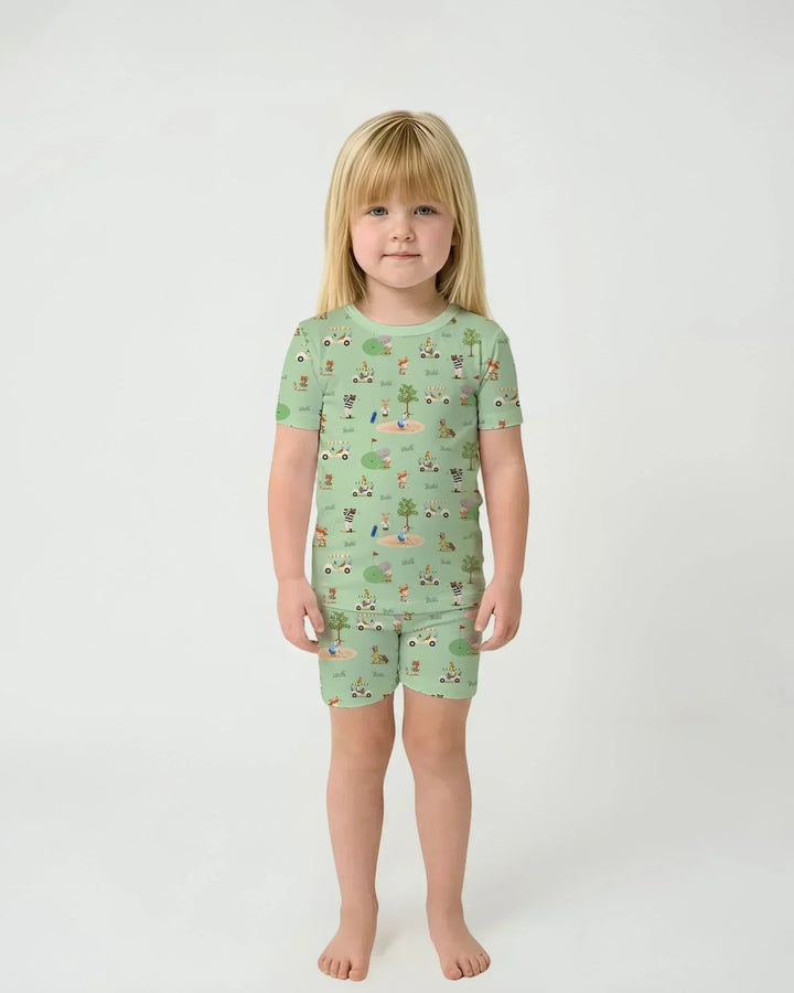 Let's Golf Bamboo Two Piece Short Sleeve Shorts Pajama Set