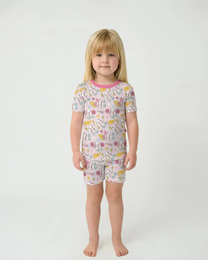 Baseball Crew Bamboo Two Piece Short Sleeve Shorts Pajama Set