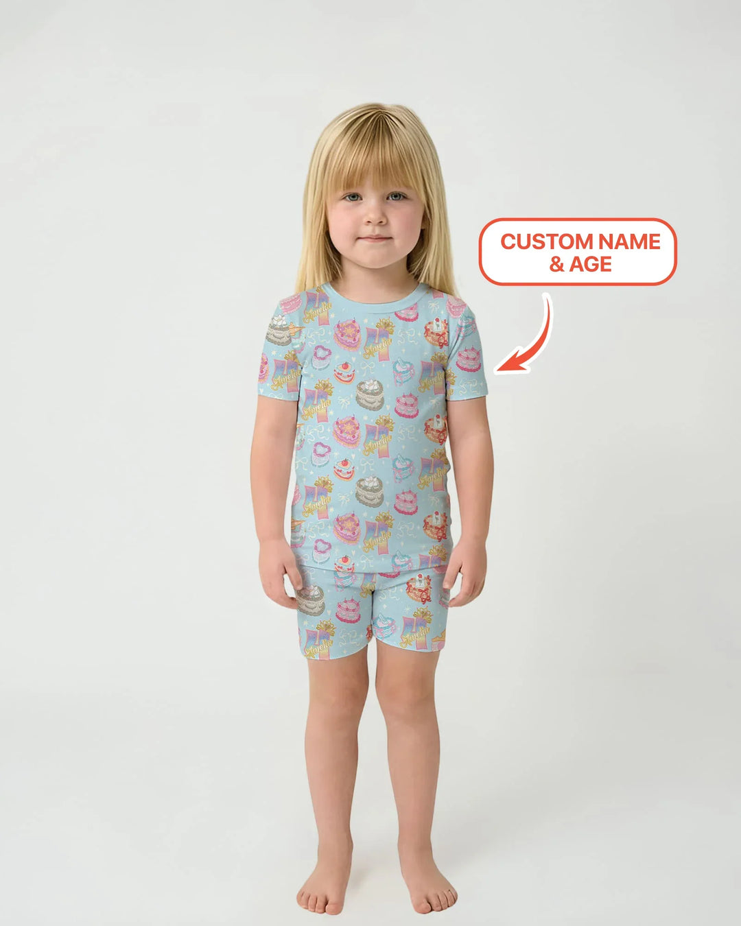 Custom Princess Baby Birthday Bamboo Two Piece Short Sleeve Shorts Pajama Set