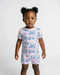 Summer Toile Bamboo Two Piece Short Sleeve Shorts Pajama Set