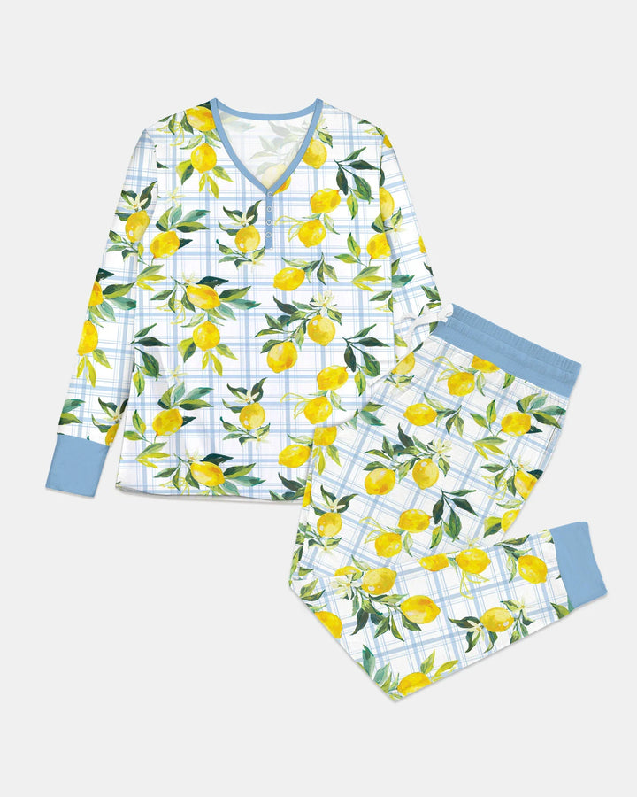 Mediterranean Lemons Family Matching Bamboo Women Pajama Set