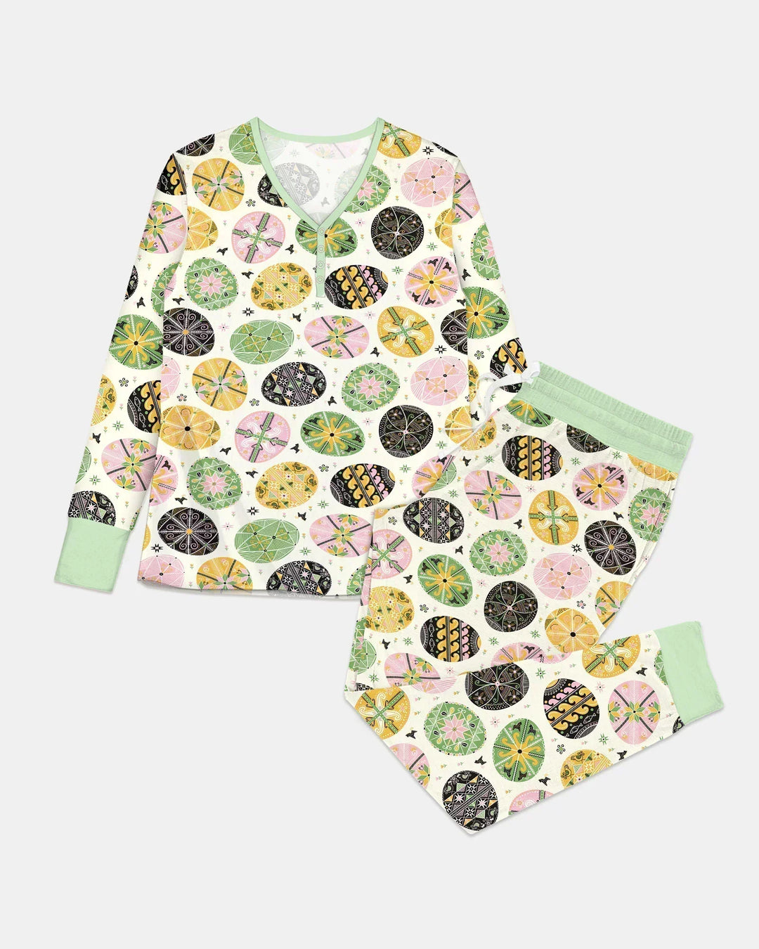 Pysanky Eggs Family Matching Bamboo Women Pajama Set