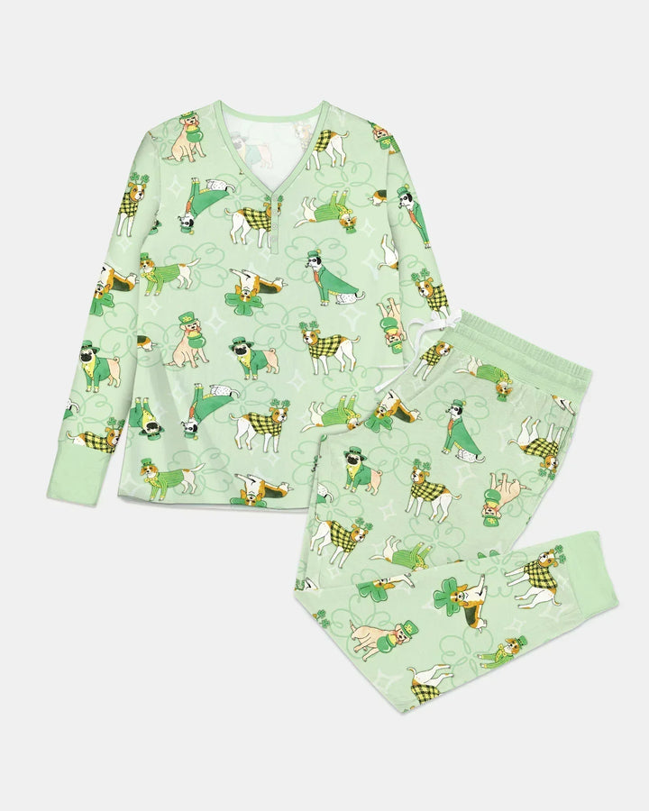 St. Patrick's Day Puppies Bamboo Women Pajama Set