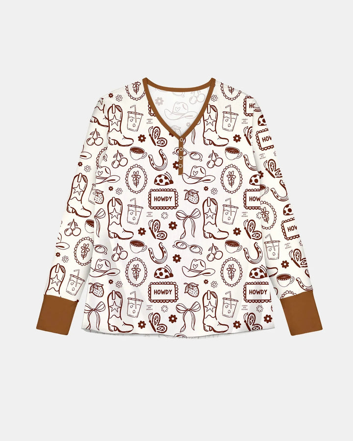 Doodle Wild West Cowgirl Bamboo Women Pajama Set