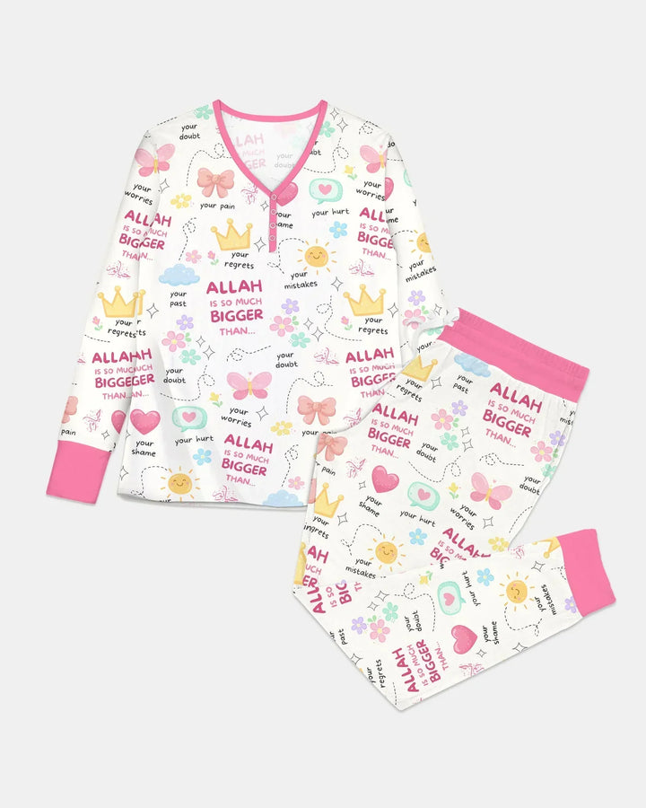 "Allah Is So Much Bigger Than..." Family Matching Bamboo Women Pajama Set