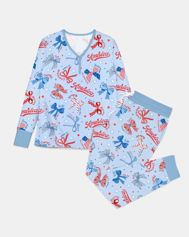 Girly Patriotic Bamboo Women Pajama Set