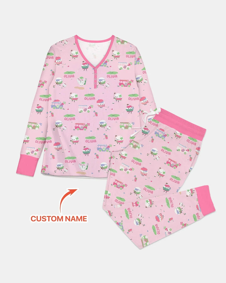 Cute Golf ball Bamboo Women Pajama Set