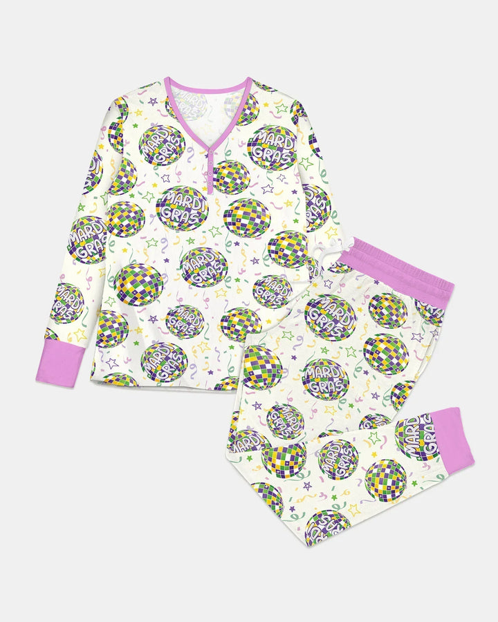 Mardi Gras Disco Ball Bamboo Women Pajama Set
