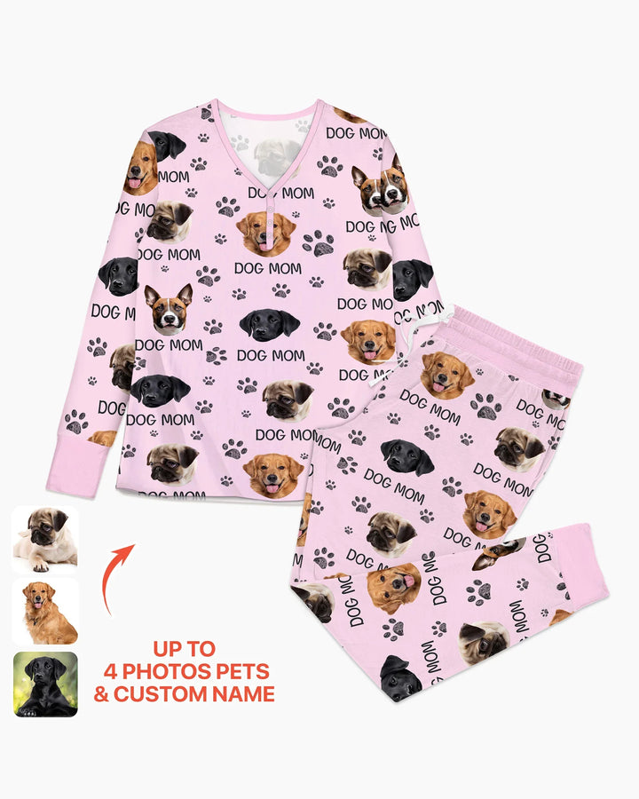 Custom Photo With Paw For Dog Lovers Bamboo Women Pajama Set