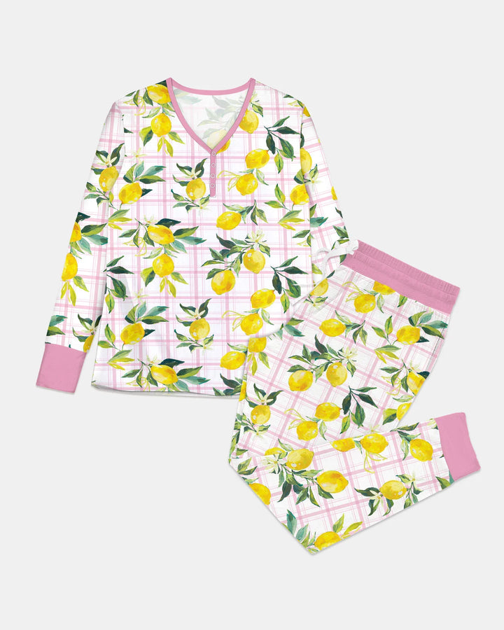 Mediterranean Lemons Family Matching Bamboo Women Pajama Set