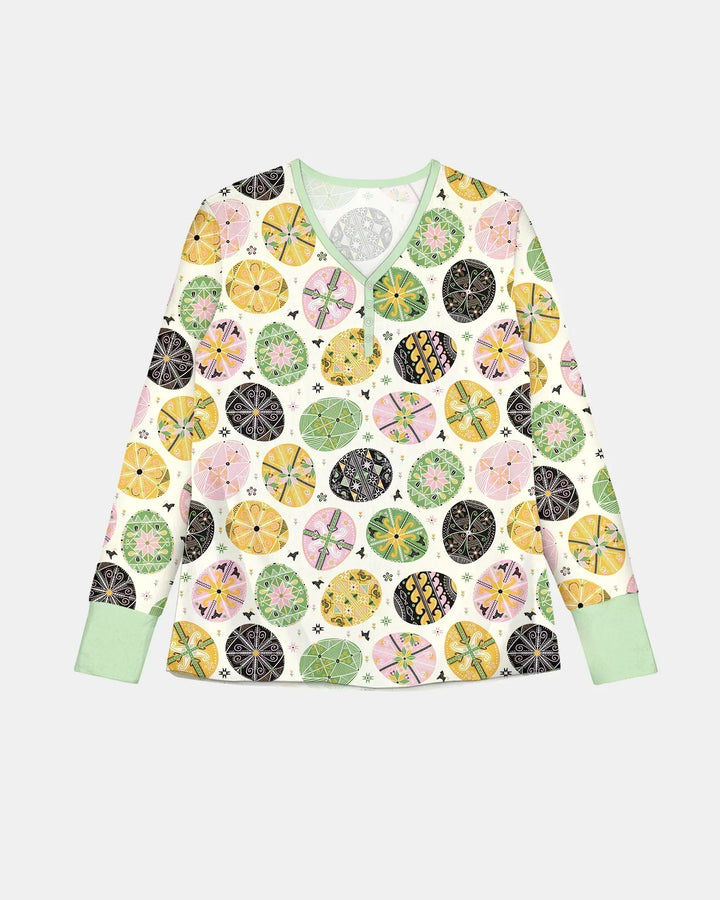 Pysanky Eggs Family Matching Bamboo Women Pajama Set