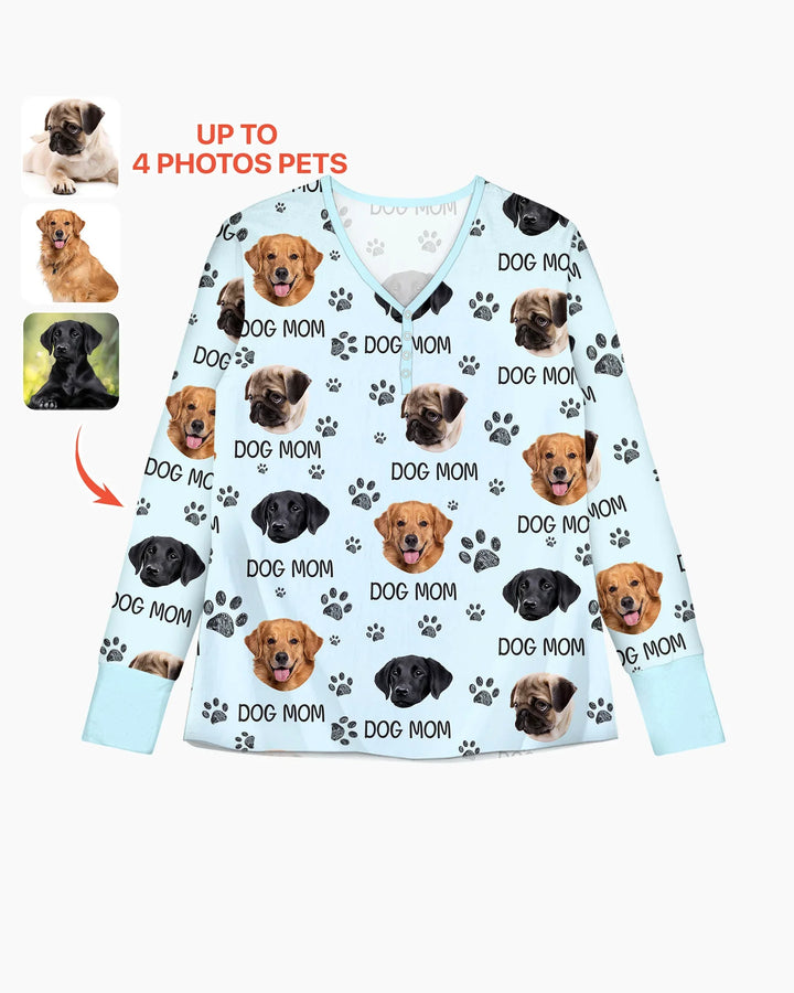 Custom Photo With Paw For Dog Lovers Bamboo Women Pajama Set