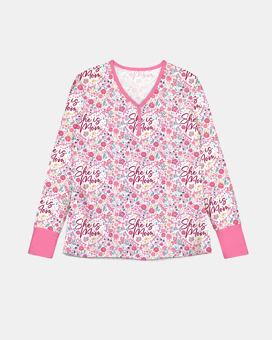 She Is Mom Floral Bamboo Women Pajama Set