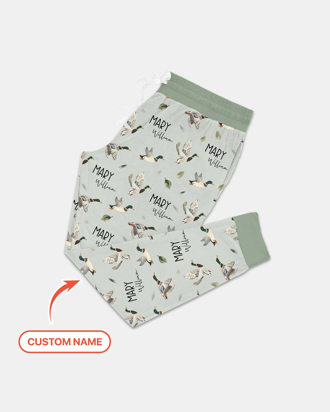 Custom Name Mallard Duck Bamboo Women Pajama Set