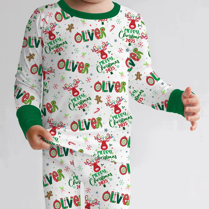 Custome Name "Whimsical Little Green" Two Piece Long Sleeve Pajama Set , Custome Name "Whimsical Little Green" Two Piece Long Sleeve Pajama Set - 12-18M