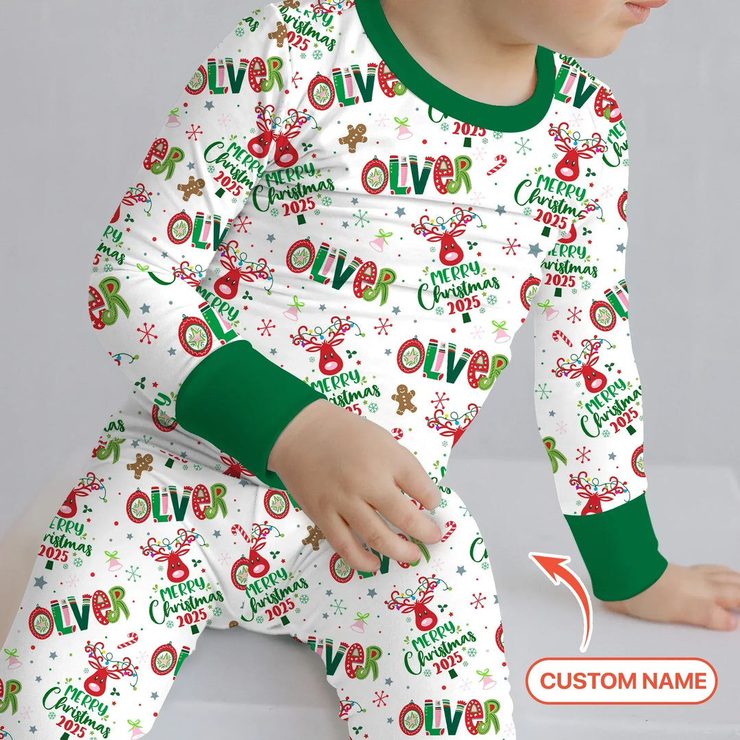 Custome Name "Whimsical Little Green" Two Piece Long Sleeve Pajama Set , Custome Name "Whimsical Little Green" Two Piece Long Sleeve Pajama Set - 12-18M