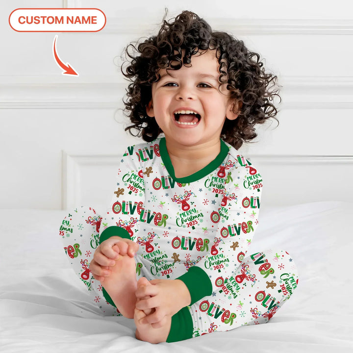 Custome Name "Whimsical Little Green" Two Piece Long Sleeve Pajama Set , Custome Name "Whimsical Little Green" Two Piece Long Sleeve Pajama Set - 12-18M