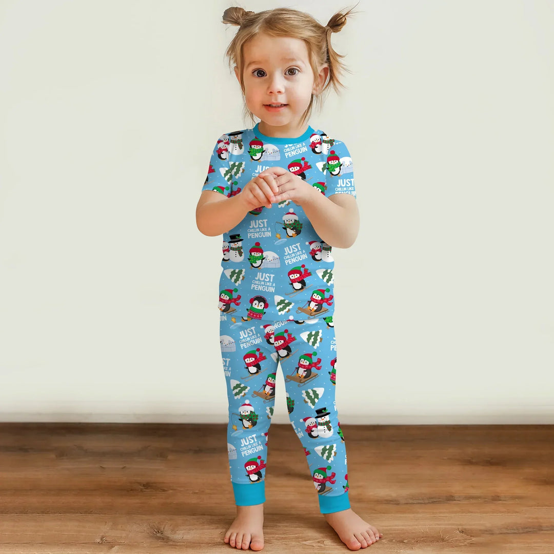 Chillin Like A Penguin Bamboo Two Piece Short Sleeve Pajama Set