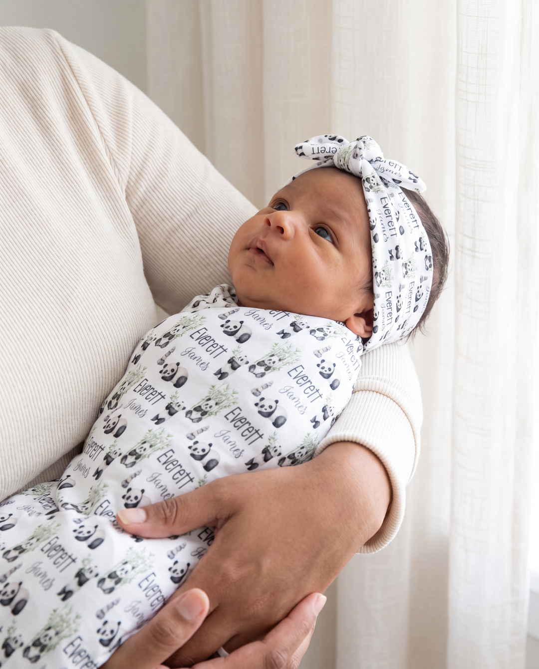 Personalized Panda Baby Bamboo Swaddle Blanket