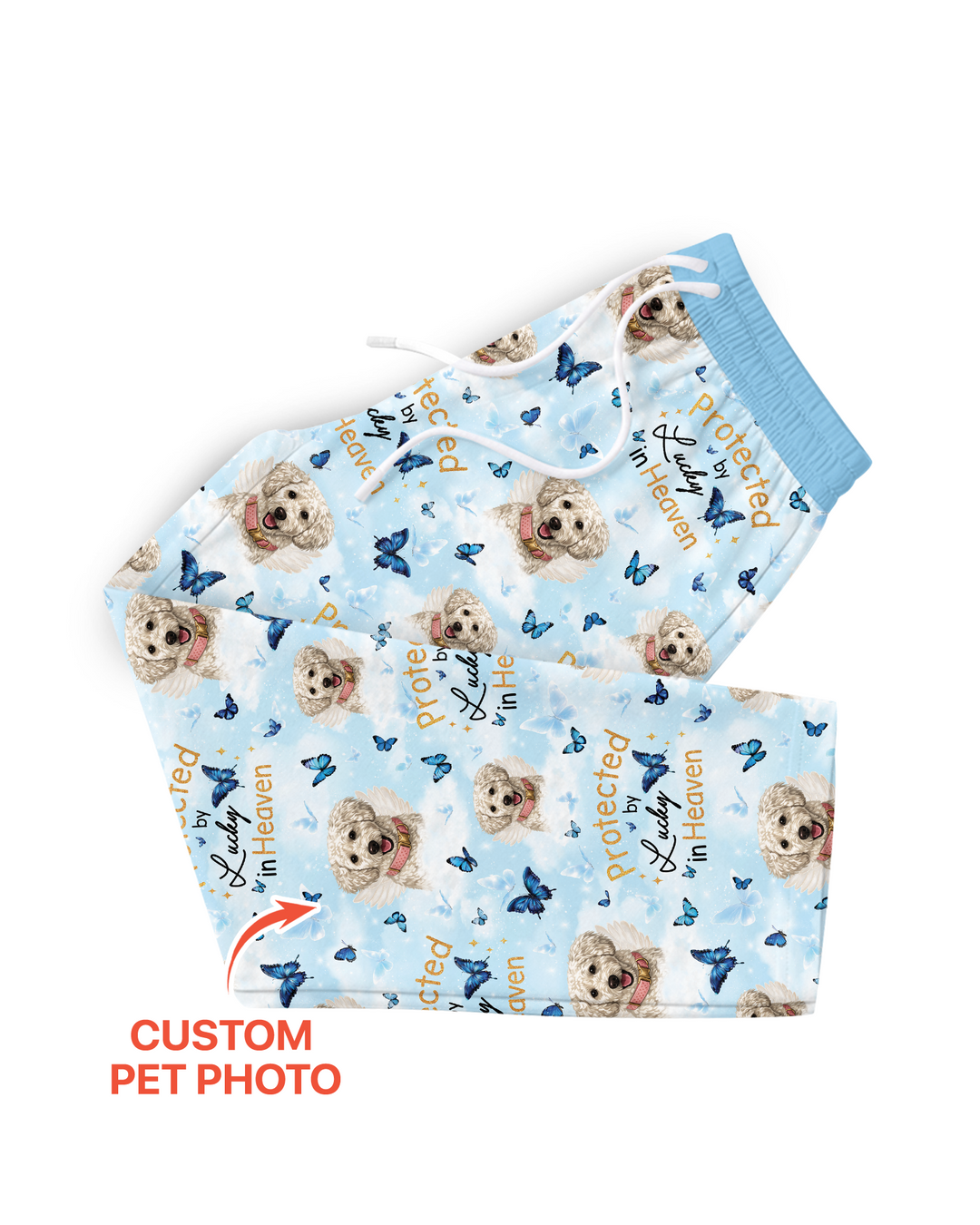 Custom Pet Photo Protected By Heaven Family Bamboo Men's Pajama Set