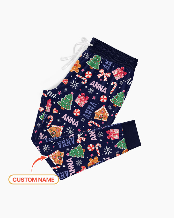 Custom Name Christmas Crew Family Matching Bamboo Women Pajama Set