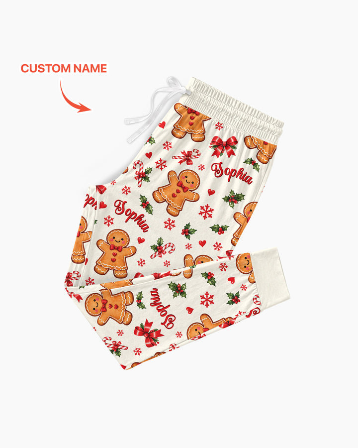 Custom Name Gingerbread Bamboo Women Pajama Set