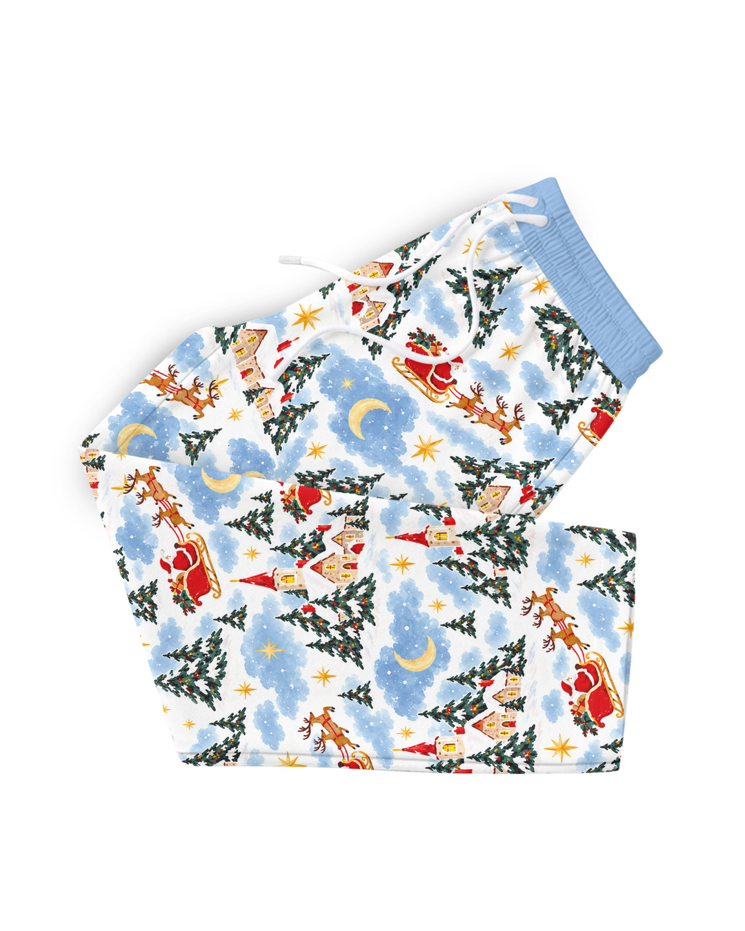 Whimsical Santa's Winter Village Bamboo Men's Pajama Set