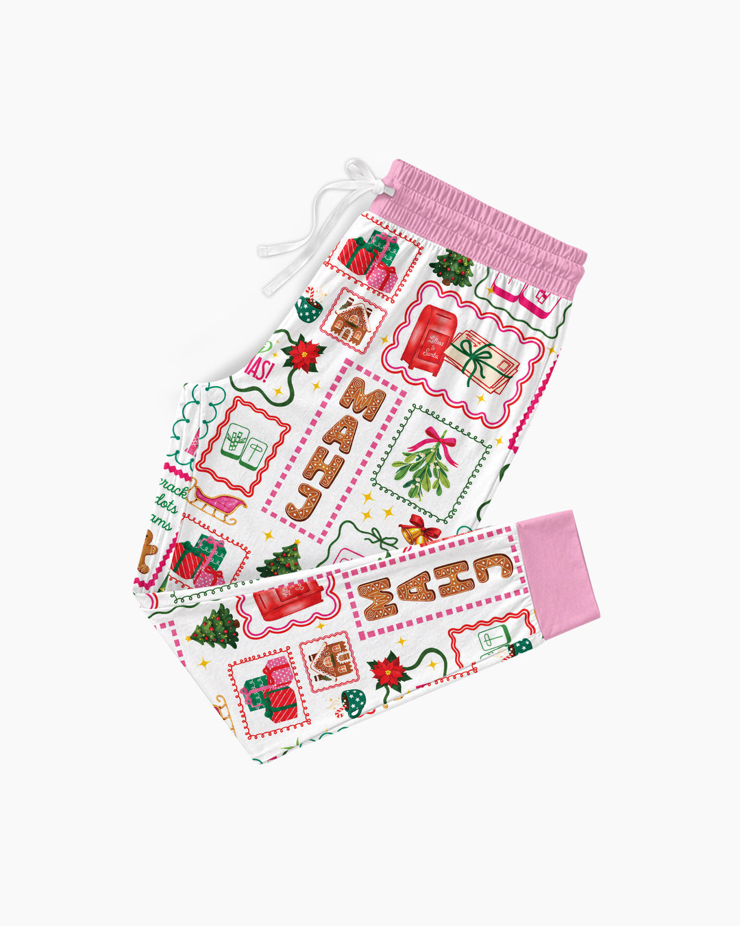 Preppy Christmas Mahjong Bamboo Women Pajama Set