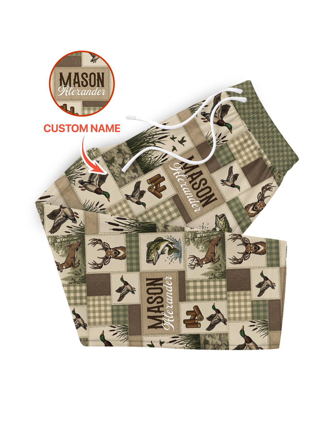 Personalized Hunting Patchwork Bamboo Men's Pajama Set
