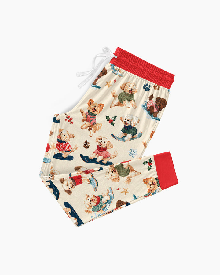 Snowboarding Dogs Bamboo Women Pajama Set