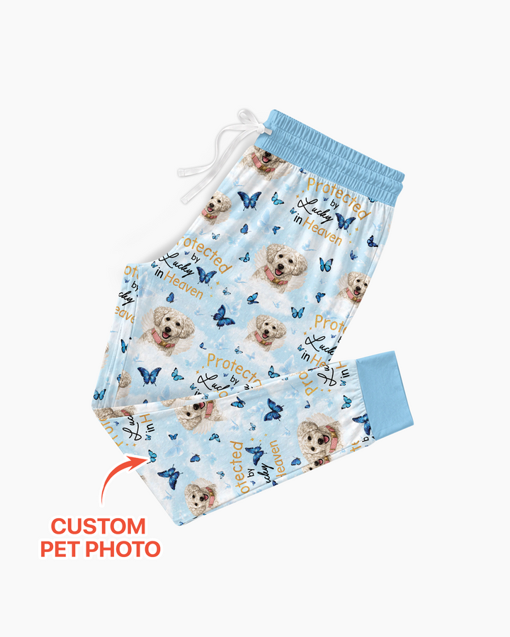 Custom Pet Photo Protected By Heaven Family Bamboo Women Pajama Set