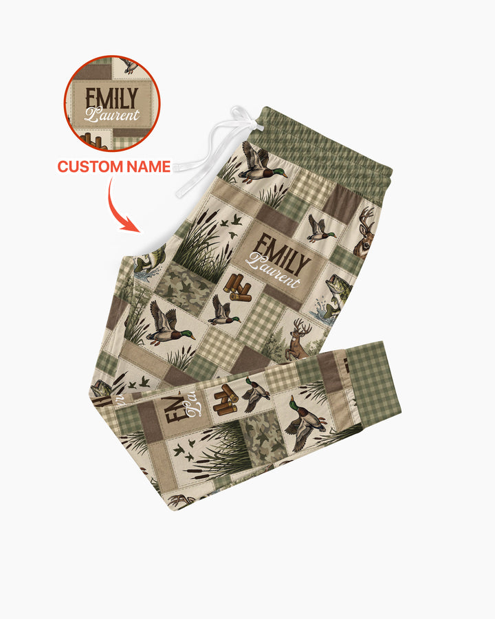 Personalized Hunting Patchwork Bamboo Women Pajama Set