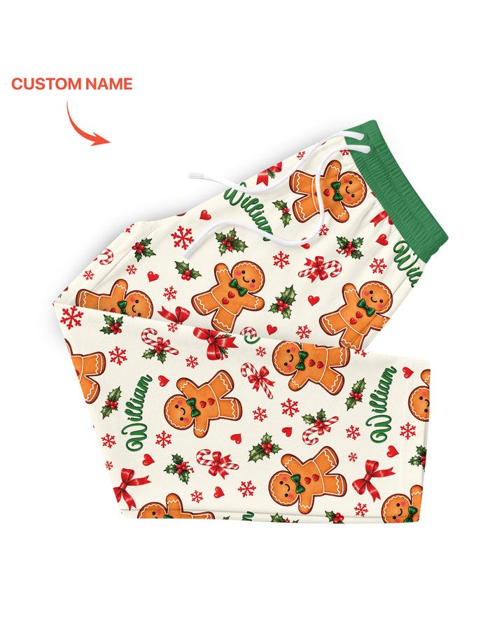Custom Name Gingerbread Bamboo Men's Pajama Set