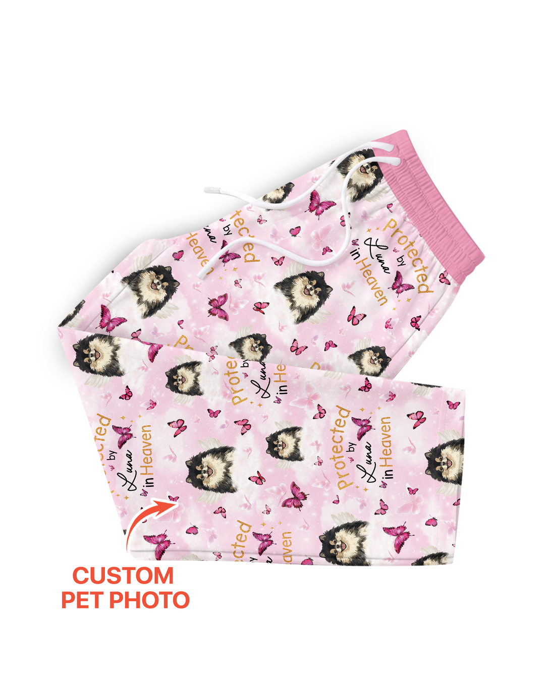 Custom Pet Photo Protected By Heaven Family Bamboo Men's Pajama Set