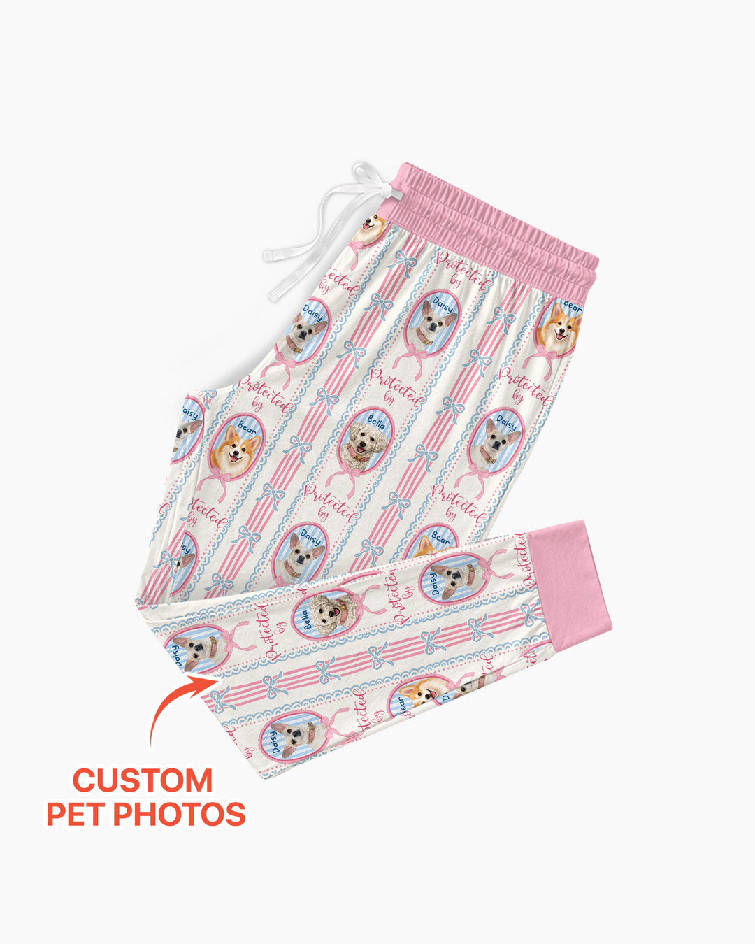 Custom Coquette Pet Photo Little Protector Bamboo Women Pajama Set
