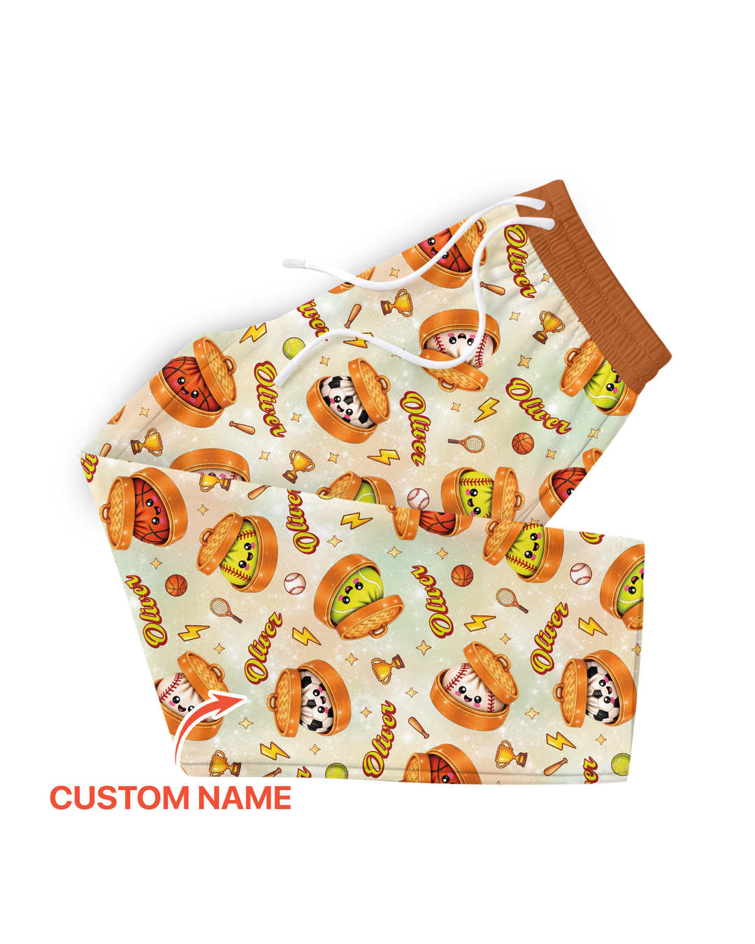 Custom Name Sports Dumpling Bamboo Men's Pajama Set
