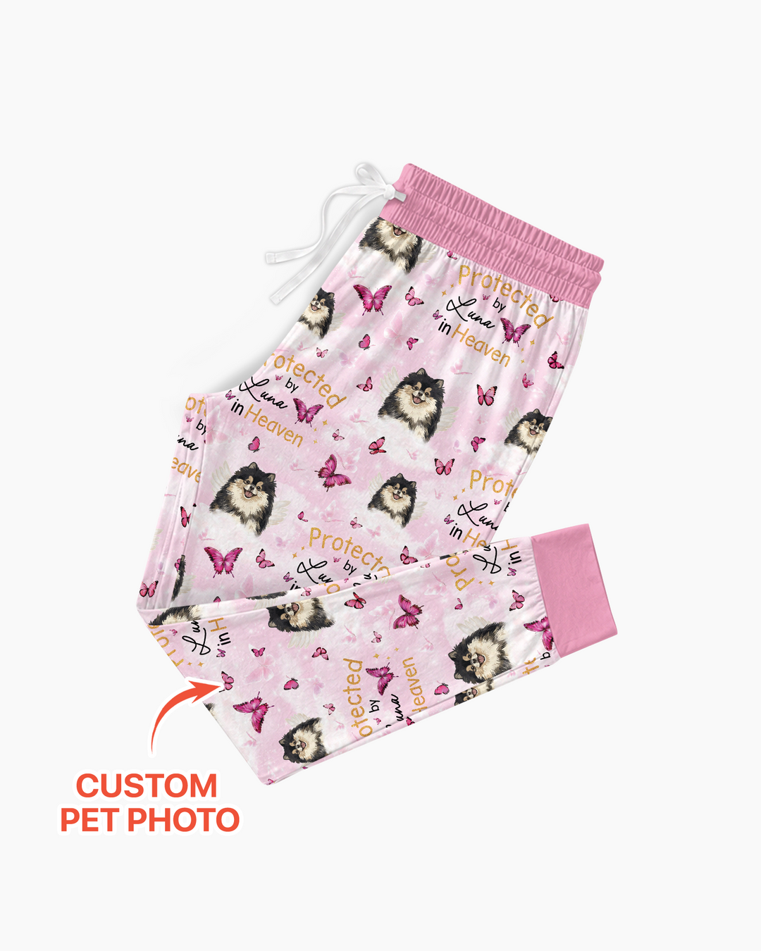 Custom Pet Photo Protected By Heaven Family Bamboo Women Pajama Set